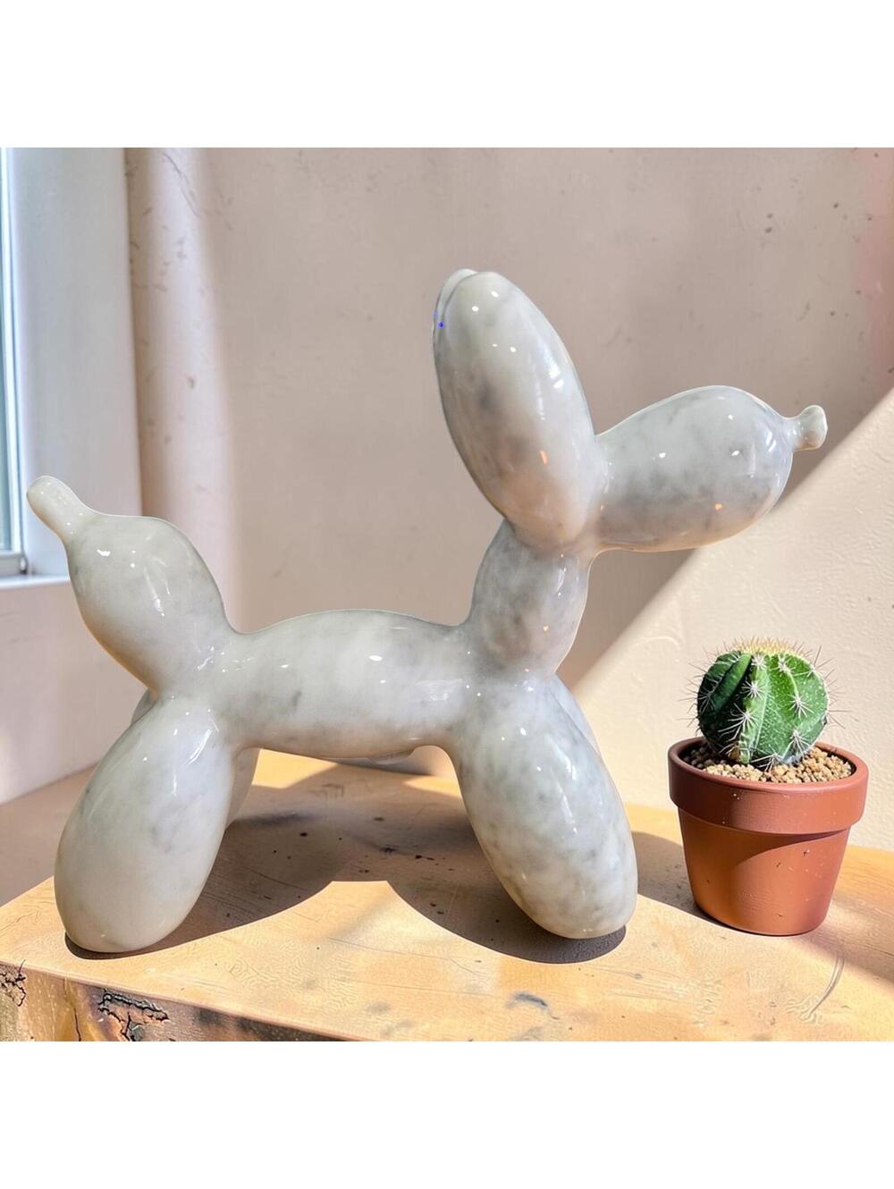 A247. Large White Jade Balloon Dog - Natural Crystal - Display Piece